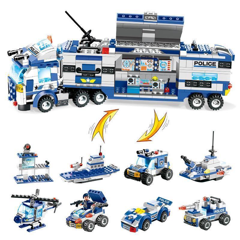 Lisslune | 8 IN 1 City Police Truck Station Building Block Series SWAT Toy Gift For Kids
