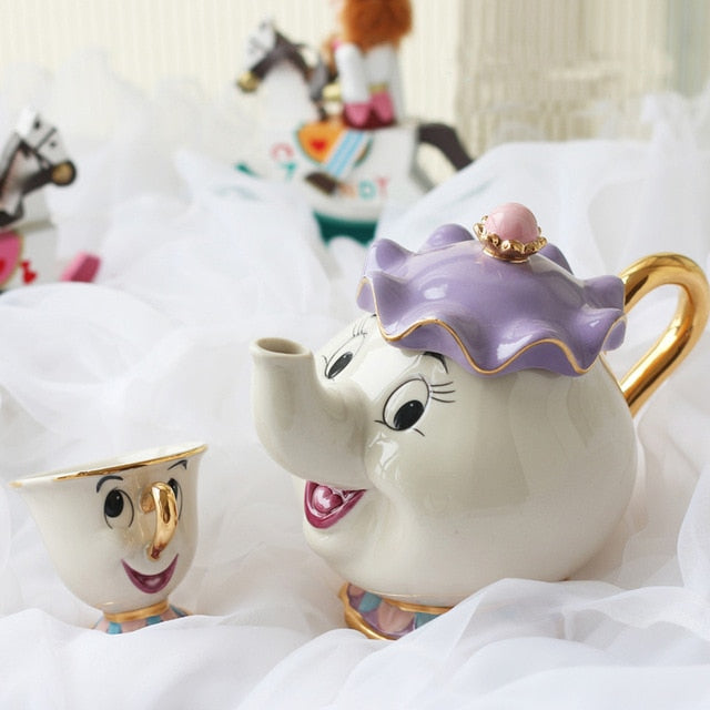 Lisslune | Limited Cartoon Beauty and the Beast Bone China Cup Tea Set Mrs. Potts and Chips Teapot Coffee Cups Set