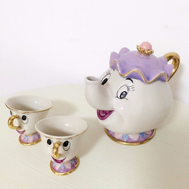 Lisslune | Limited Cartoon Beauty and the Beast Bone China Cup Tea Set Mrs. Potts and Chips Teapot Coffee Cups Set