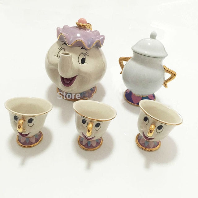 Lisslune | Limited Cartoon Beauty and the Beast Bone China Cup Tea Set Mrs. Potts and Chips Teapot Coffee Cups Set