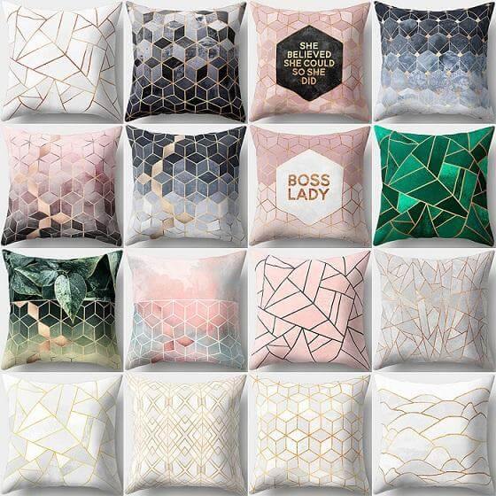 Lisslune | Square Decorative Geometric Striped Pillow Cases