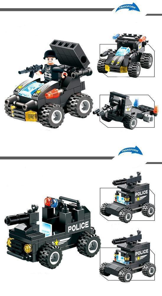 Lisslune | 8 IN 1 Robot Aircraft Car City Police SWAT Building Block