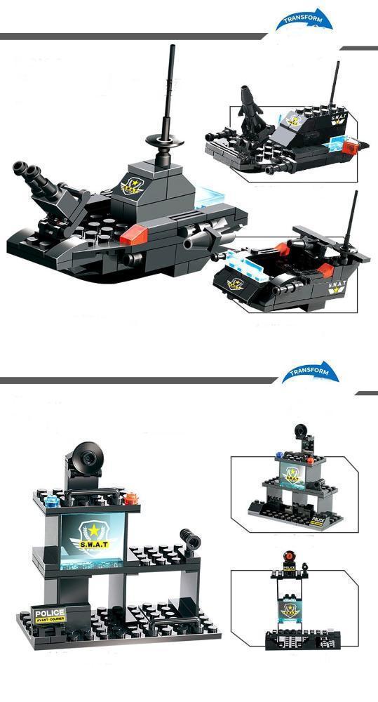 Lisslune | 8 IN 1 Robot Aircraft Car City Police SWAT Building Block