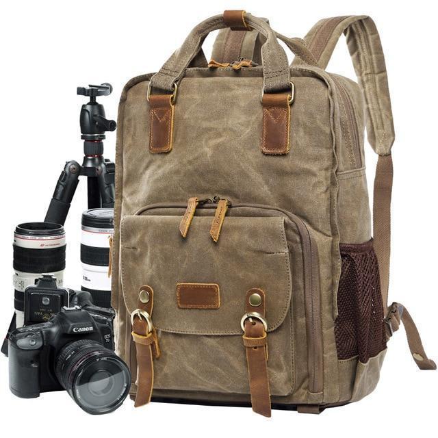 Lisslune | Waterproof Waxed Canvas Camera Backpack