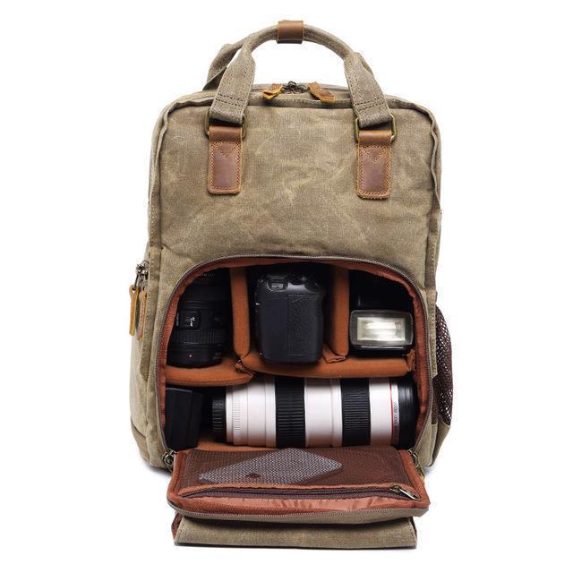 Lisslune | Waterproof Waxed Canvas Camera Backpack