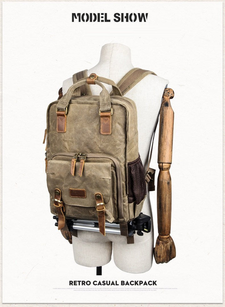 Lisslune | Waterproof Waxed Canvas Camera Backpack