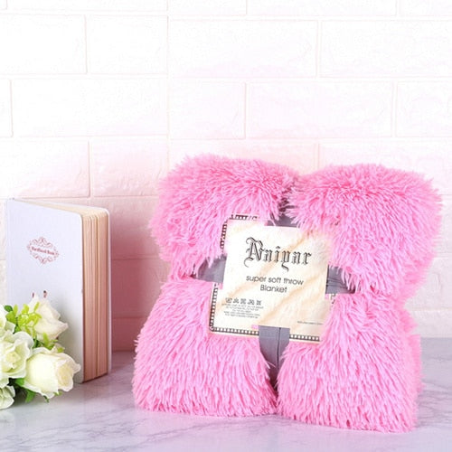 Lisslune | Therapeutic Pink Fluffy Velvet Fleece Throw Blanket - Crib to King Size