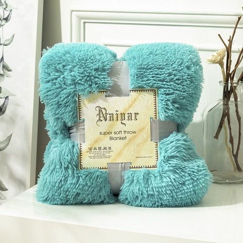 Lisslune | Teal Fluffy Velvet Fleece Throw Blanket - Crib to King Size