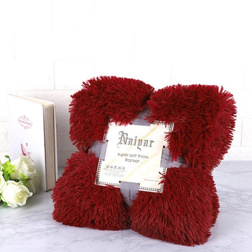 Lisslune | Therapeutic Red Wine Fluffy Velvet Fleece Throw Blanket - Cradle to King Size
