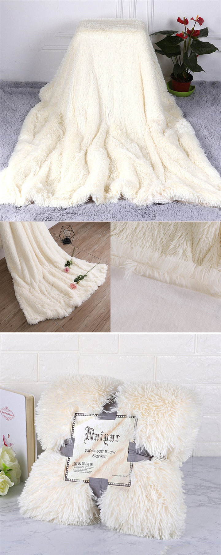 Lisslune | Therapeutic Cream Fluffy Fleece Blanket - Crib to Queen Size