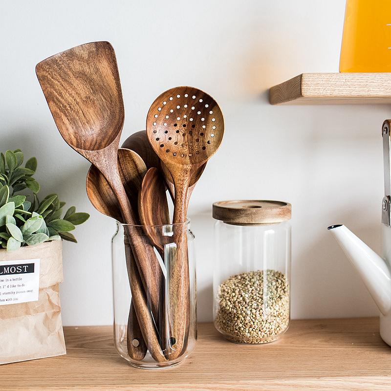 Lisslune | 7-piece teak wood cutlery set