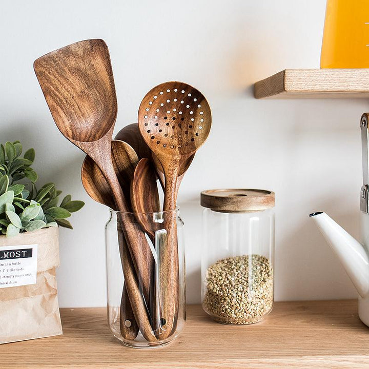Lisslune | 7-piece teak wood cutlery set