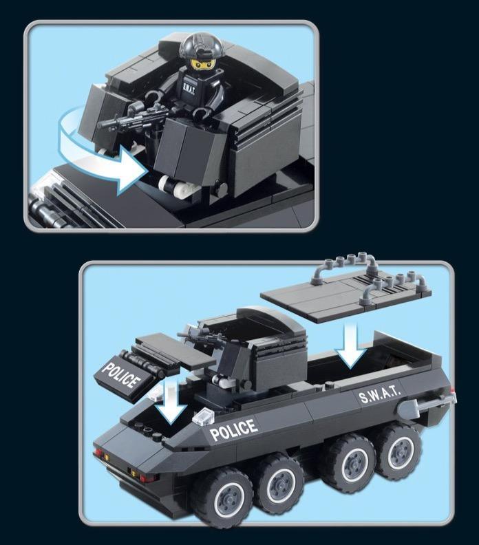 Lisslune | SWAT Police Tactical Armored Response Vehicle Building Kit - 259-Piece Creative Set