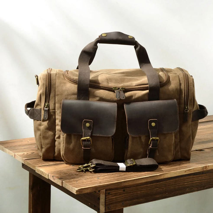 Lisslune | Vanguard Waxed Canvas & Leather Travel Duffle – 36.5L