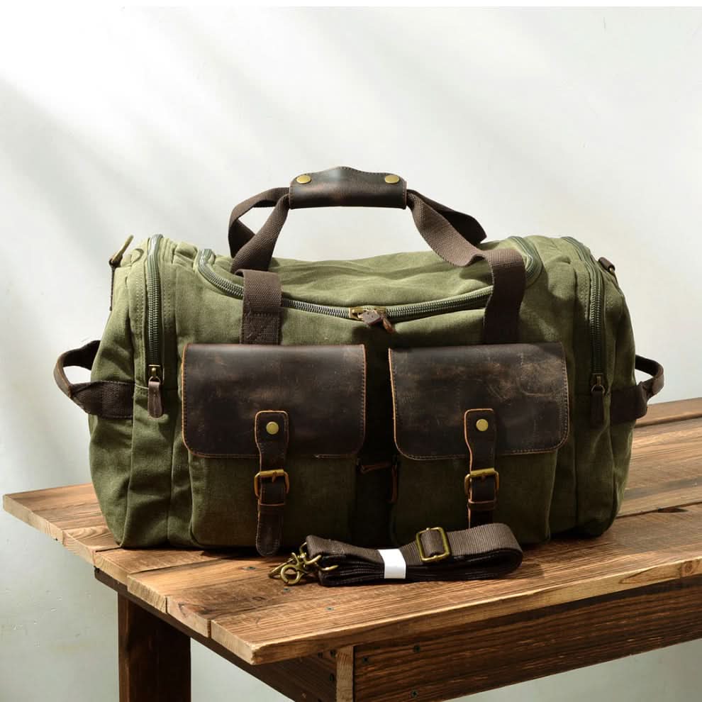 Lisslune | Vanguard Waxed Canvas & Leather Travel Duffle – 36.5L