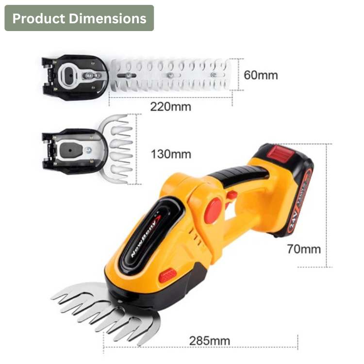 Lisslune | Cordless 2-in-1 Hedge & Shrub Trimmer | Lightweight, Ergonomic & Ideal for Garden Maintenance