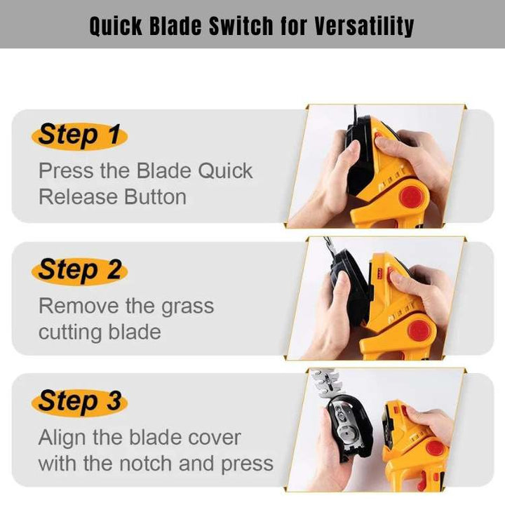 Lisslune | Cordless Hedge & Shrub Trimmer | 2-in-1 Cutting Heads, Lightweight & Ergonomic for Effortless Garden Maintenance