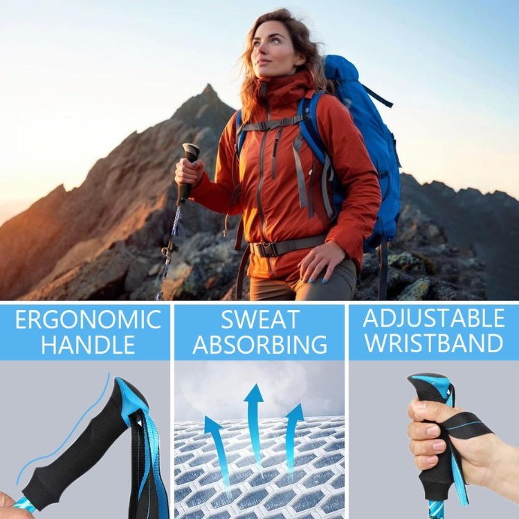 Lisslune | Ergonomic Trekking Poles | Ultra-Light, Adjustable & Anti-Slip Grips for Hiking, Trekking & Backpacking Adventures