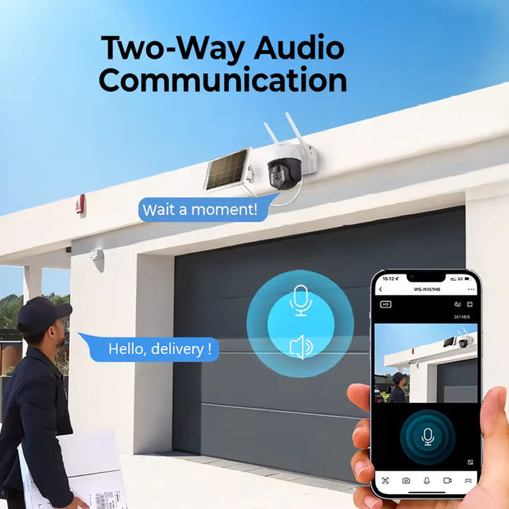 Lisslune | 2K Solar-Powered WIFI PTZ Camera with Auto-Tracking & Night Vision
