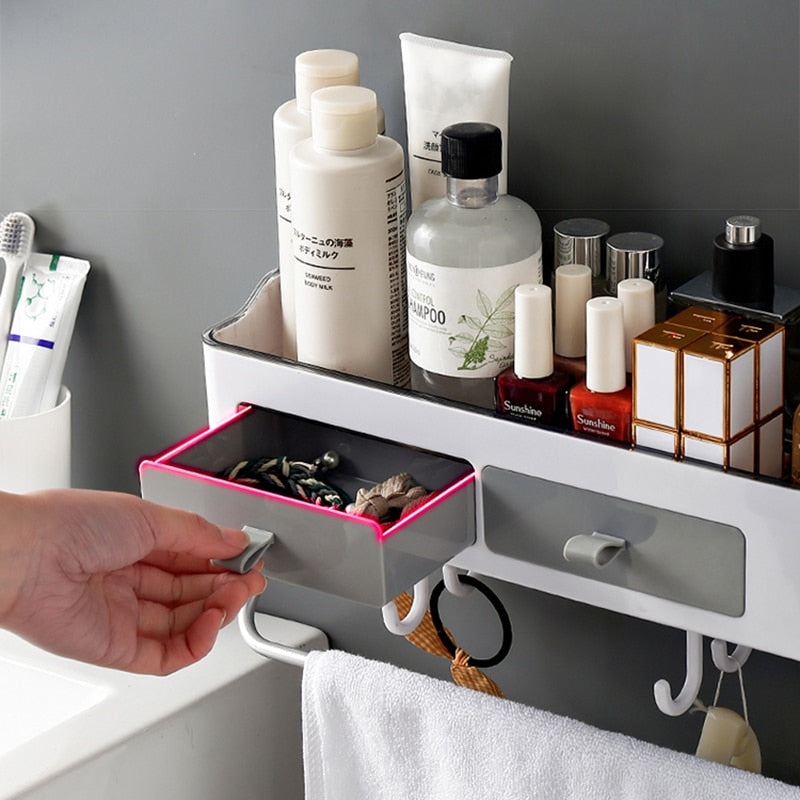 Lisslune | Chic Versatile Bathroom Storage Caddy with Towel Holder - Durable Plastic - Available in Two Sizes