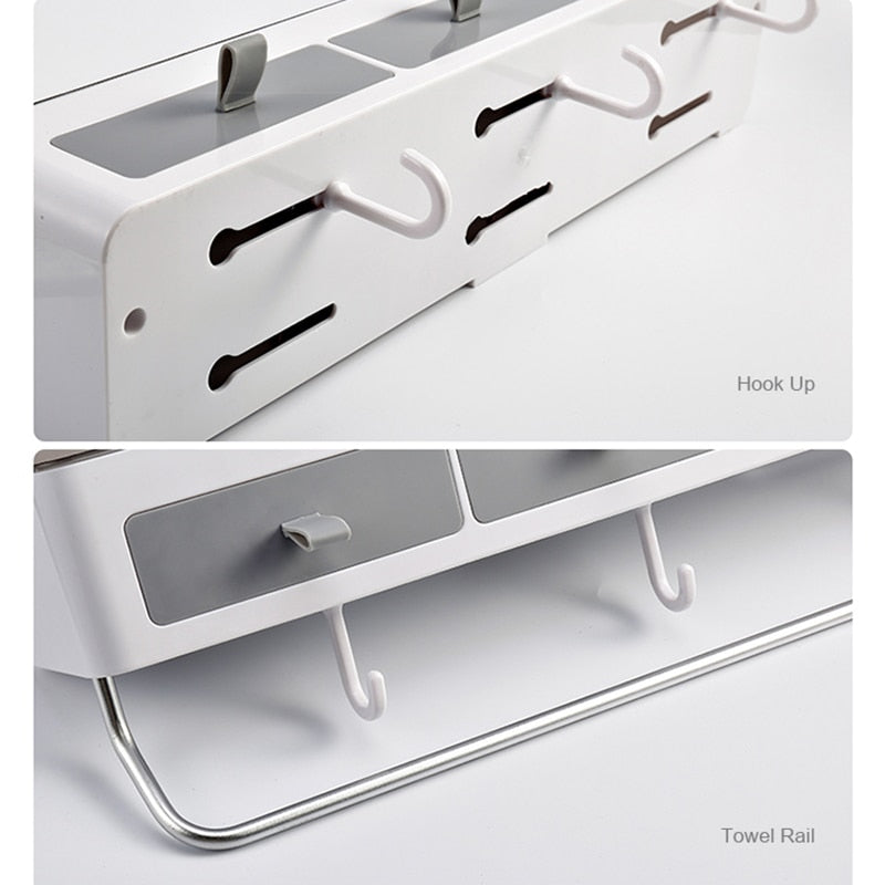 Lisslune | Chic Versatile Bathroom Storage Caddy with Towel Holder - Durable Plastic - Available in Two Sizes