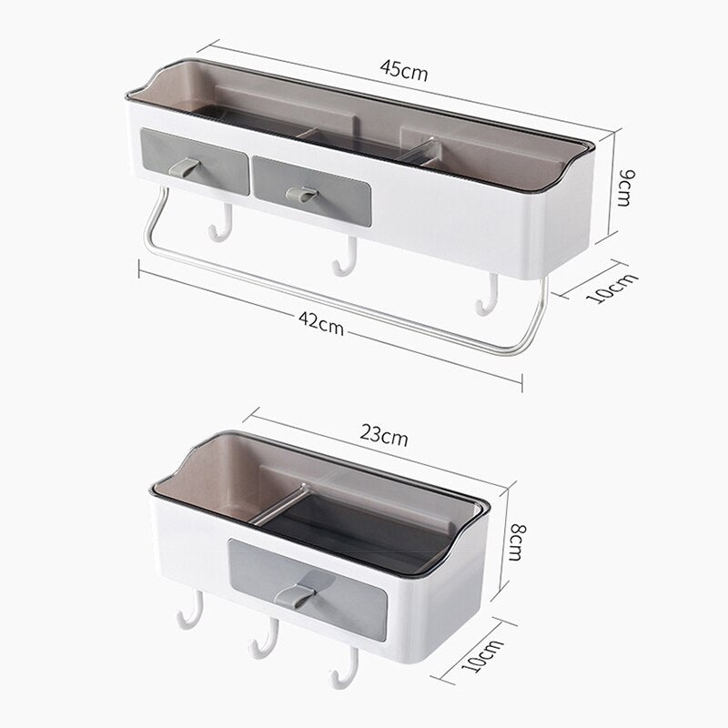 Lisslune | Chic Versatile Bathroom Storage Caddy with Towel Holder - Durable Plastic - Available in Two Sizes