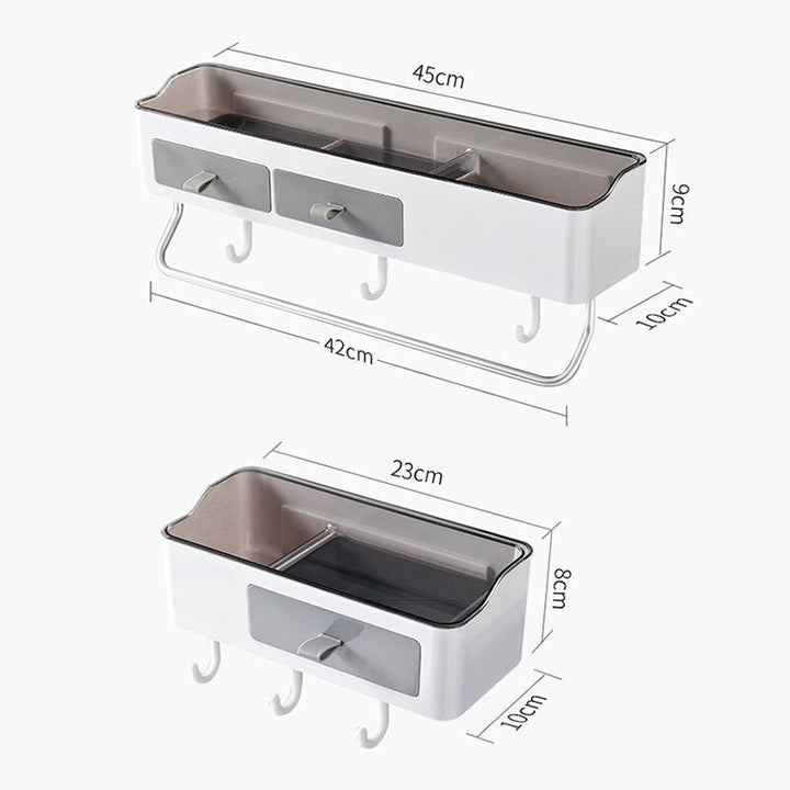 Lisslune | Chic Versatile Bathroom Storage Caddy with Towel Holder - Durable Plastic - Available in Two Sizes