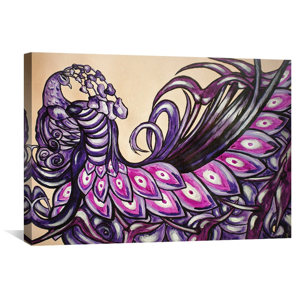 Lisslune | Purple Peacock Canvas