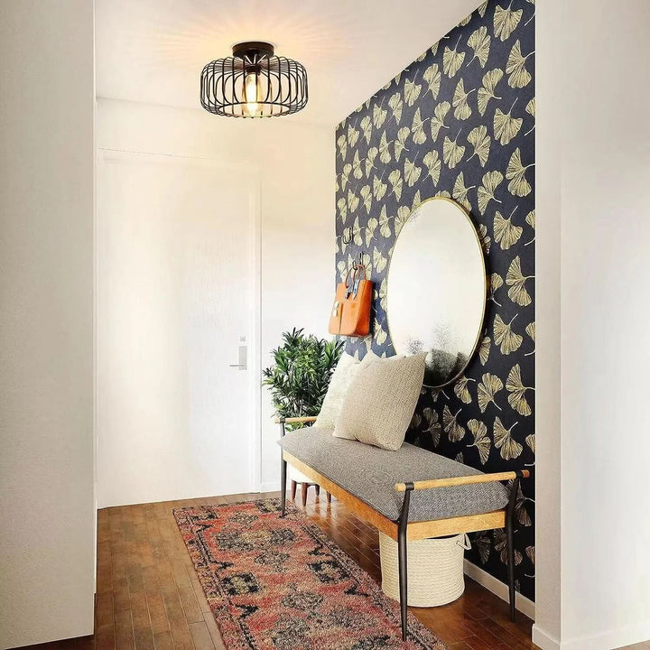 Lisslune | Modern Birdcage E26 Ceiling Light – Iron Flush Mount Fixture