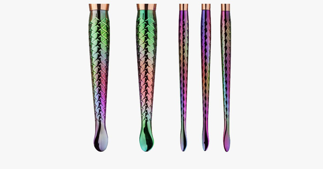 Lisslune | 7 Pieces Rainbow Mermaid Brush Set - Unique Colorful Brush Set Perfect for Comprehensive Makeup