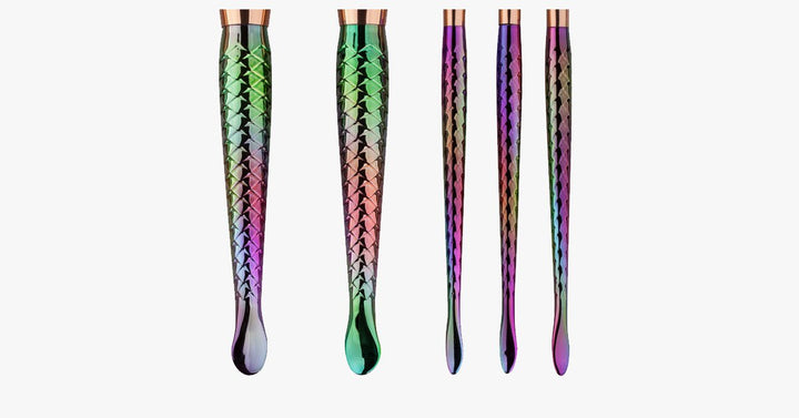 Lisslune | 7 Pieces Rainbow Mermaid Brush Set - Unique Colorful Brush Set Perfect for Comprehensive Makeup
