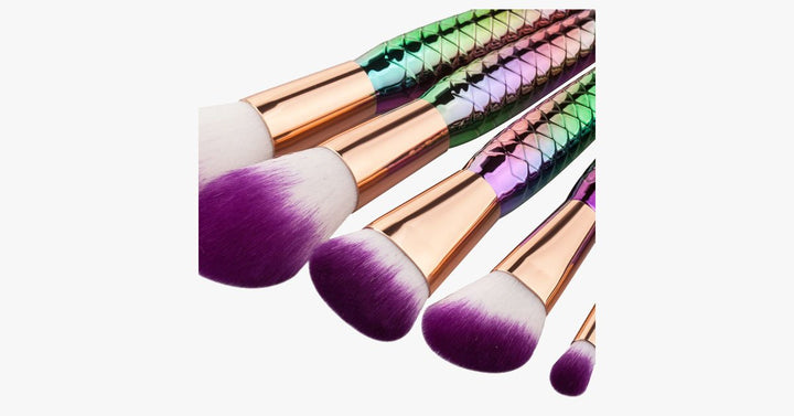 Lisslune | 7 Pieces Rainbow Mermaid Brush Set - Unique Colorful Brush Set Perfect for Comprehensive Makeup