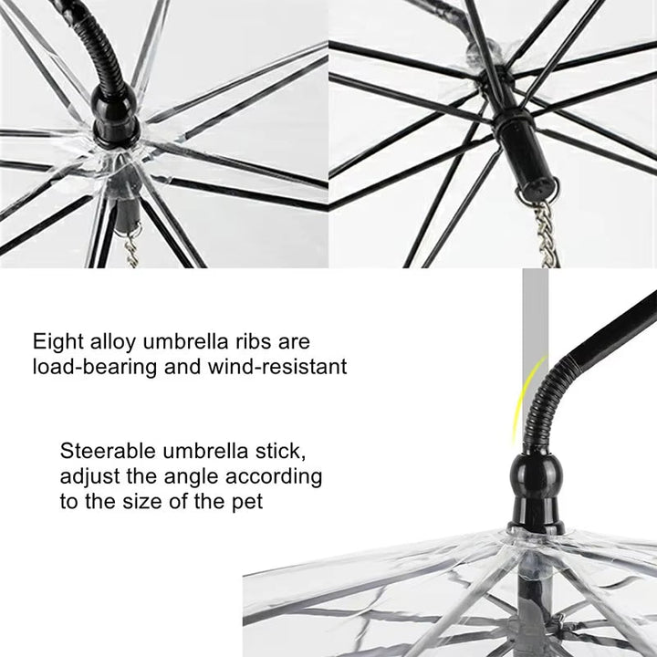 Lisslune | WALKDRY Clear – Wind-Resistant Pet Umbrella with Quick-Clip Leash