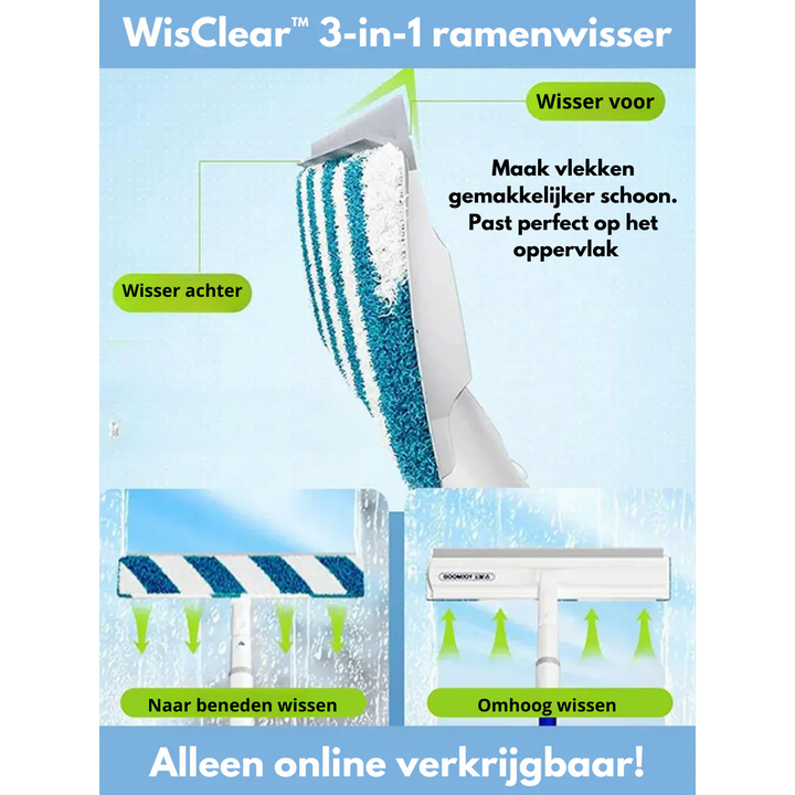 Lisslune | Functional 3-in-1 Window Squeegee with Spray and Wipe Function