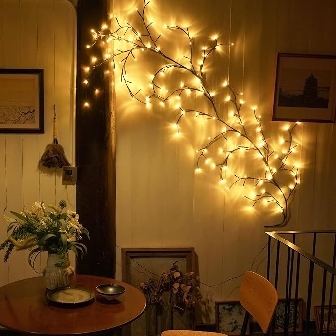 Lisslune | LED Grapevine Fairy Lights - 100 LED String Lights with Green Wire for Indoor & Outdoor Decoration, Parties, and Garden Use
