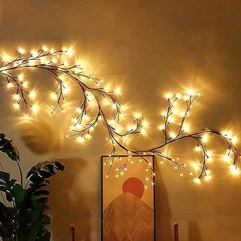 Lisslune | LED Grapevine Fairy Lights - 100 LED String Lights with Green Wire for Indoor & Outdoor Decoration, Parties, and Garden Use