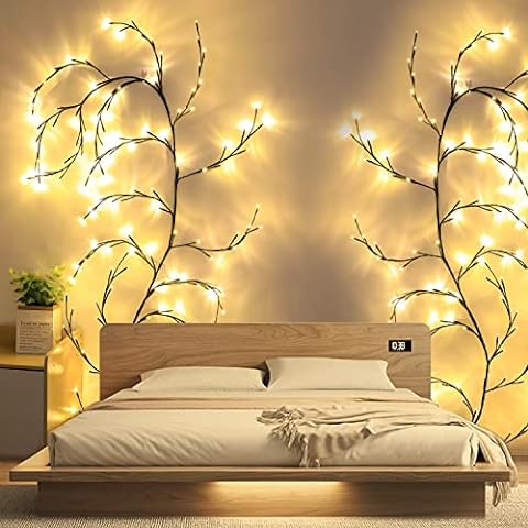 Lisslune | LED Grapevine Fairy Lights - 100 LED String Lights with Green Wire for Indoor & Outdoor Decoration, Parties, and Garden Use