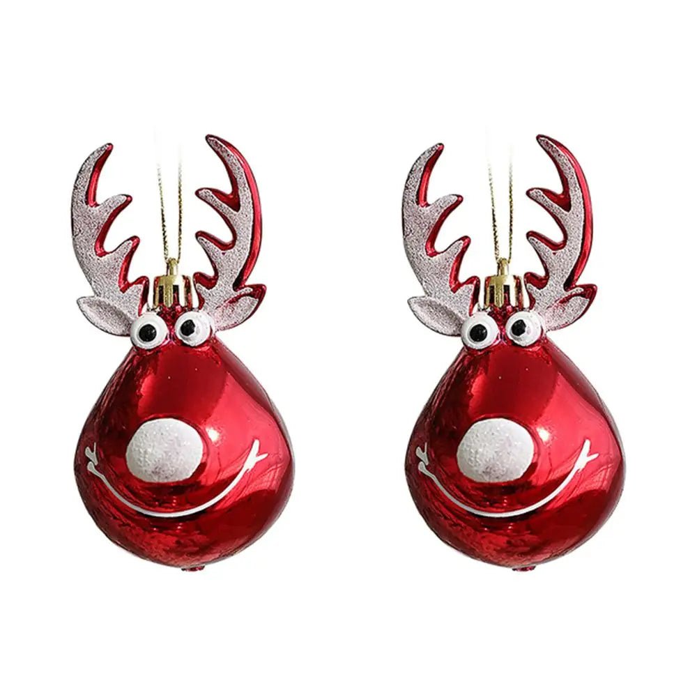 Lisslune | Red Christmas Ornament Balls with Charming Elk Scene – Festive Tree Pendants for Holiday Magic
