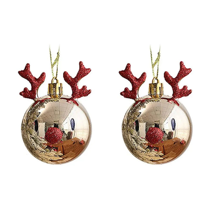 Lisslune | Red Christmas Ornament Balls with Charming Elk Scene – Festive Tree Pendants for Holiday Magic