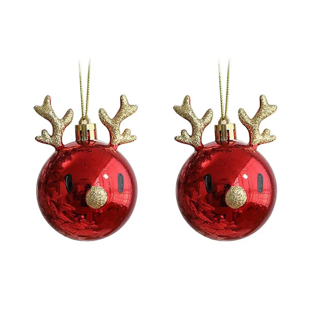 Lisslune | Red Christmas Ornament Balls with Charming Elk Scene – Festive Tree Pendants for Holiday Magic