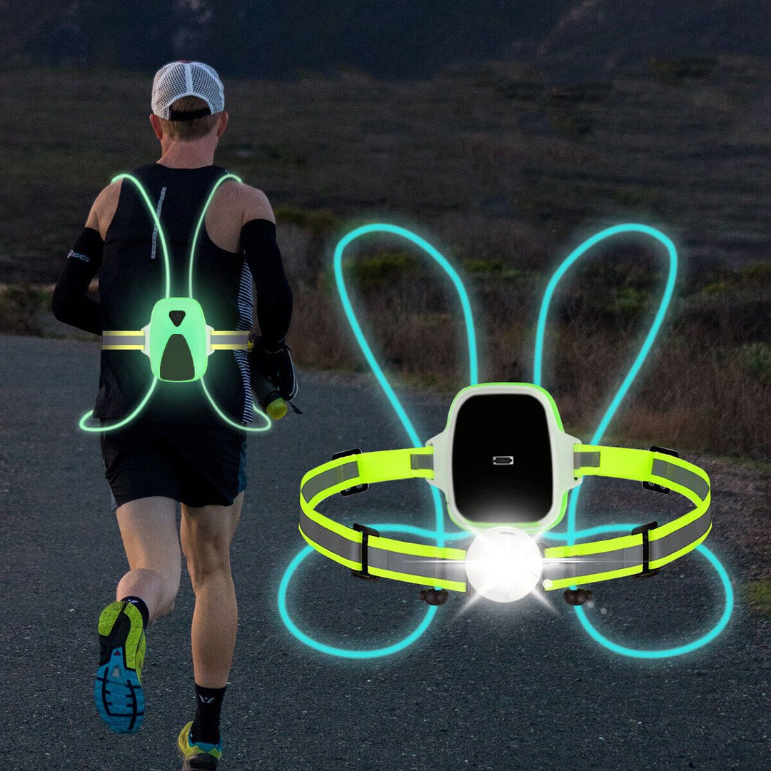 Lisslune | ReflectGlow Running Safety Vest – USB Rechargeable – 6 LED Light Colors – Waterproof and Adjustable – High Visibility for Outdoor Activities