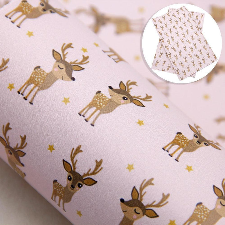 Lisslune | Imaginative Wonders: Deluxe Reindeer Print Synthetic Leather Craft Sheets for Artistic Creations