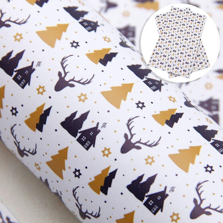 Lisslune | Imaginative Wonders: Deluxe Reindeer Print Synthetic Leather Craft Sheets for Artistic Creations
