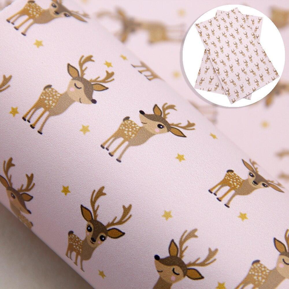 Lisslune | Imaginative Wonders: Deluxe Reindeer Print Synthetic Leather Craft Sheets for Artistic Creations