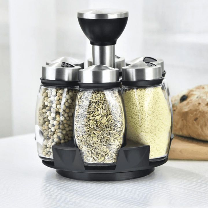 Lisslune | Smart Rotating Stainless Steel Glass Seasoning Set