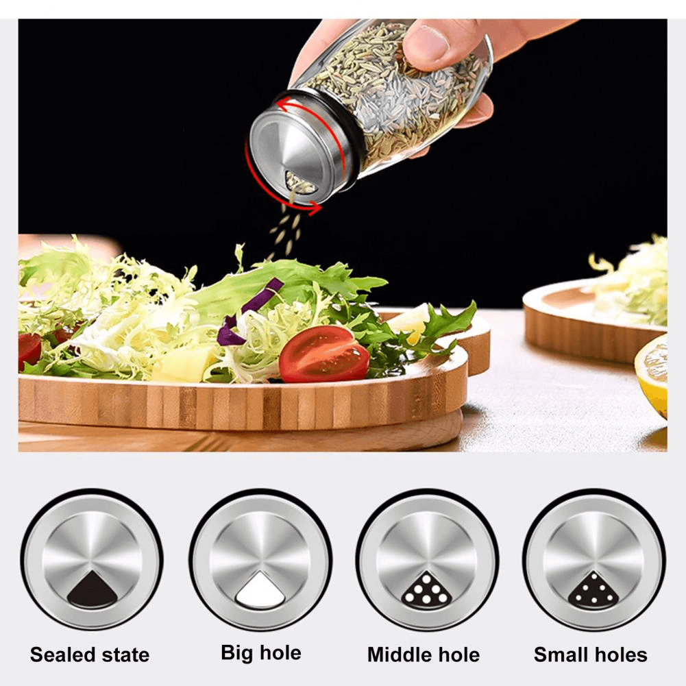 Lisslune | Smart Rotating Stainless Steel Glass Seasoning Set