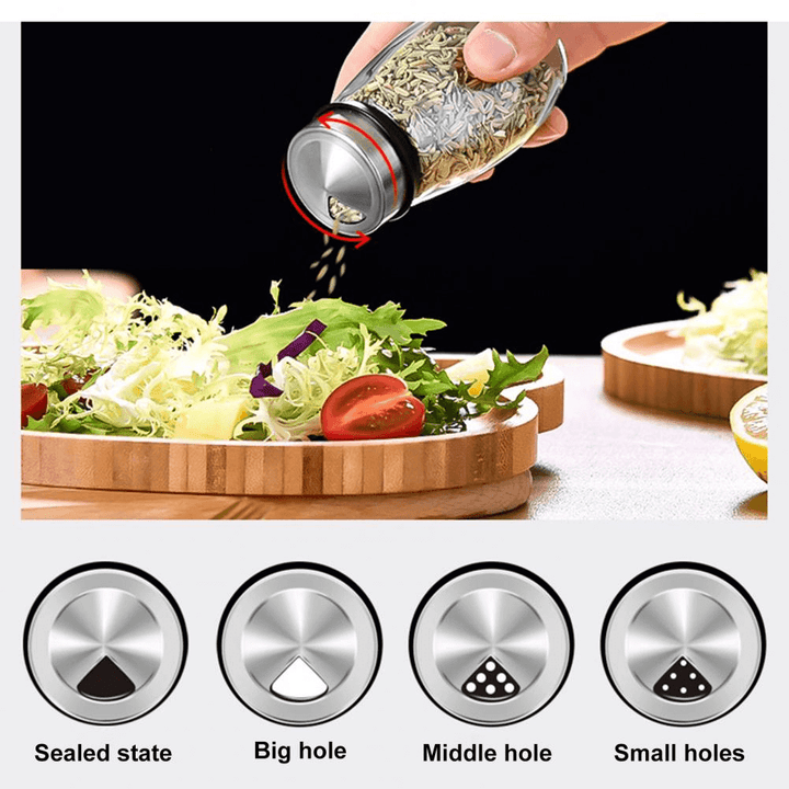 Lisslune | Smart Rotating Stainless Steel Glass Seasoning Set