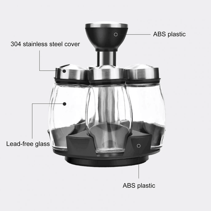 Lisslune | Smart Rotating Stainless Steel Glass Seasoning Set