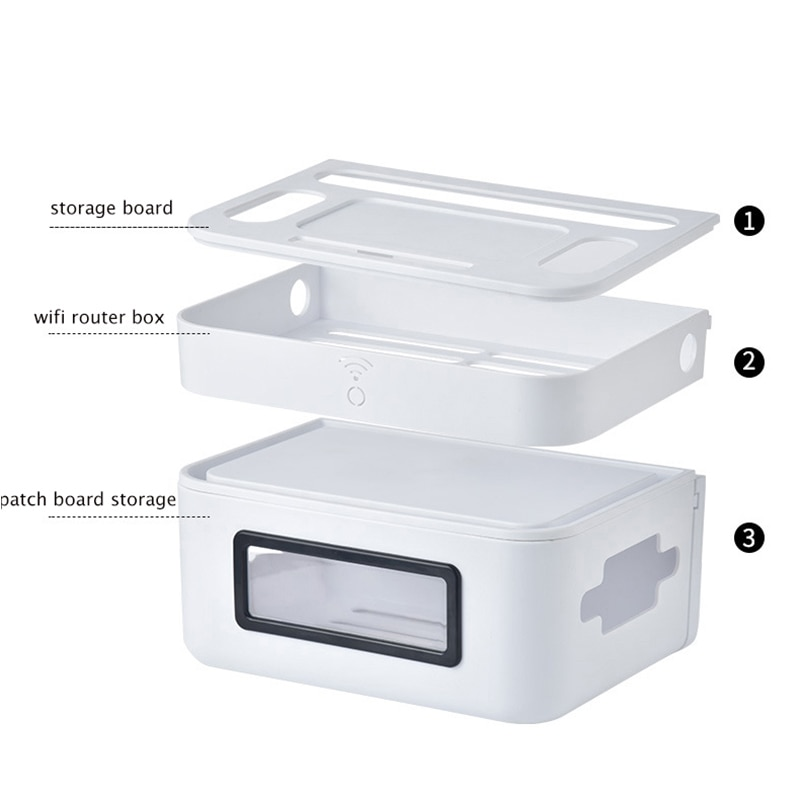 Lisslune | Wall-Mounted Wifi Cable Socket Storage Organizer Box