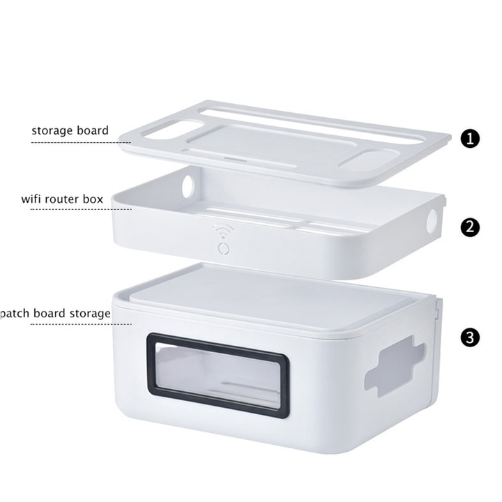 Lisslune | Wall-Mounted Wifi Cable Socket Storage Organizer Box